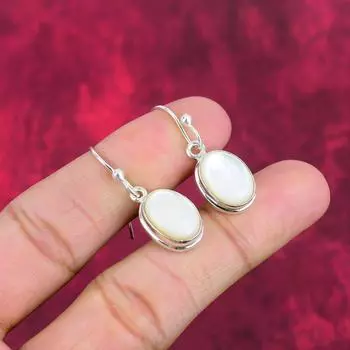 Серьги из перламутра, 925 пробы цельного серебра серьги ручной работы с драгоценными камнями, подарки для жены абсолютно новые серьги 1.50 Inches белый