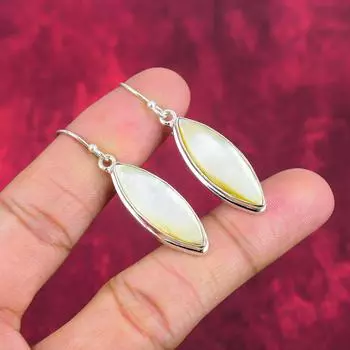 Серьги из перламутра, 925 пробы цельного серебра серьги ручной работы с драгоценными камнями, подарки для жены абсолютно новые серьги 1.97 Inches белый