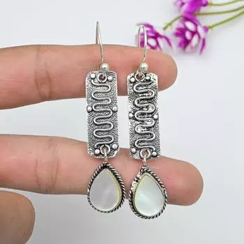 Серьги из перламутра, 925 пробы цельного серебра серьги ручной работы с драгоценными камнями, подарки для жены абсолютно новые серьги белый