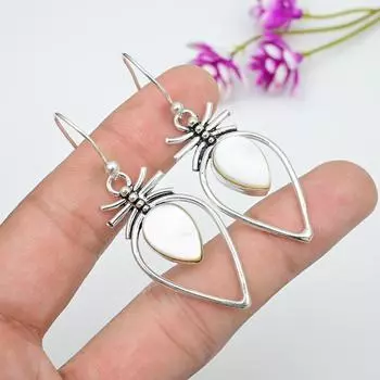 Серьги из перламутра, 925 пробы цельного серебра серьги ручной работы с драгоценными камнями, подарки для жены абсолютно новые серьги