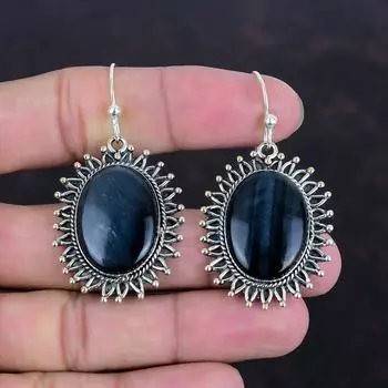 Серьги из петерсита, серьги ручной работы из драгоценных камней, серьги из стерлингового серебра 925 пробы, ювелирные изделия из петерсита высшего качества, серьги с целебными камнями, подарки для мамы