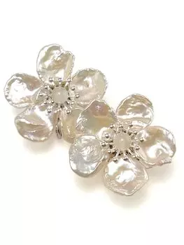 Серьги из пресноводного жемчуга, белые, в виде цветка, с лунным камнем, с силиконовым покрытием, натуральный камень, камень силы A1099 [Вишня] белый