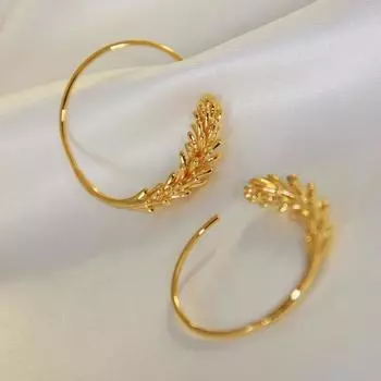 Серьги из пшеницы в кругах для женщин. Модный тренд. Простые и универсальные серьги C-образной формы для вечеринок.