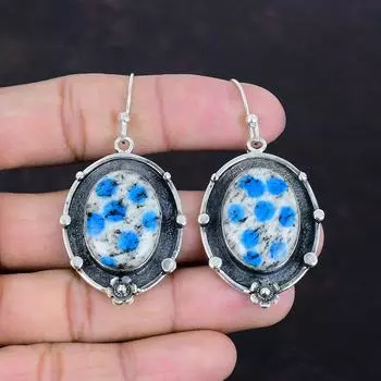 Серьги из яшмы K2, серьги из драгоценных камней ручной работы, серьги из стерлингового серебра 925 пробы, серьги из яшмы K2, висячие серьги, подарки для жены, ювелирные изделия из камня по рождению