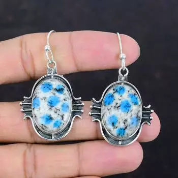 Серьги из яшмы K2, ювелирные изделия ручной работы, настоящие серьги из драгоценных камней, серебряные серьги 925 пробы, уникальные стильные серьги, подарки для нее, старинные ювелирные изделия