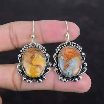 Серьги из яшмы Малигано, натуральные драгоценные камни, серьги из стерлингового серебра 925 пробы, ручная работа, достойные ювелирные изделия, серьги последнего дизайна, подарки для матери