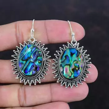 Серьги из ракушек-абалонов Серьги из натуральных драгоценных камней Старинные ювелирные изделия Серьги из стерлингового серебра 925 пробы Серьги ручной работы Дизайнерские ювелирные изделия Подарки для нее
