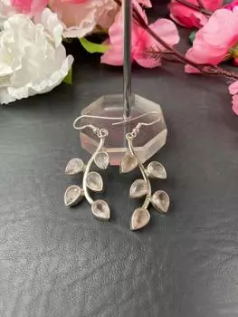 Серьги из розового кварца, серьги ручной работы из стерлингового серебра 925 пробы, ювелирные изделия с драгоценными камнями