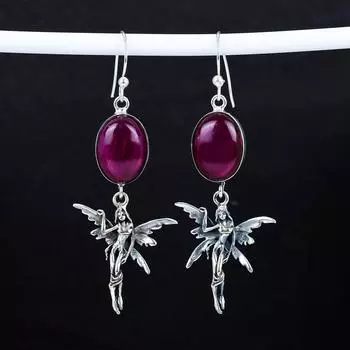 Серьги из розового лабрадорита, старинные серьги из стерлингового серебра 925 пробы, серьги-подвески из серебра в стиле бохо, подарки на День благодарения, подарки для нее 2.95 розовый