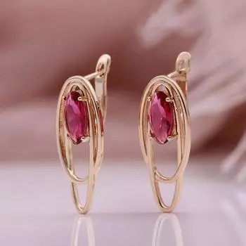 Серьги из розового золота и меди, позолоченные серьги из красного циркония и циркония, изготовленные на заказ, изящные ювелирные изделия красный