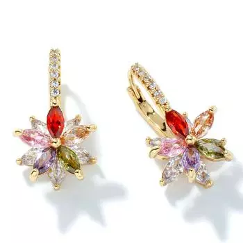 Серьги из розового золота с разноцветным лотосом и цирконием, позолоченные серьги с радужным цирконием, ювелирные изделия на заказ разноцветный