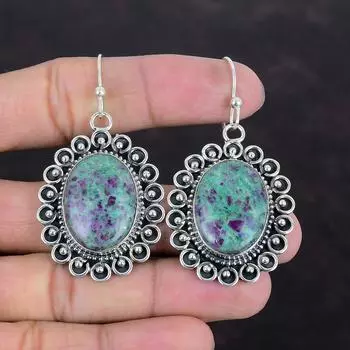 Серьги из рубинового фуксита, серьги из стерлингового серебра 925 пробы, элегантные серьги ручной работы, настоящие ювелирные изделия из рубина и фуксита, серьги с драгоценными камнями, подарки для матери