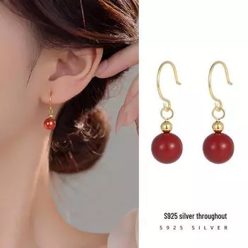 Серьги из серебра 925 пробы Banyan Tree с агатом и нефритом в стиле ретро: Легкая роскошь в новом китайском стиле для женщин. ES2868 белый