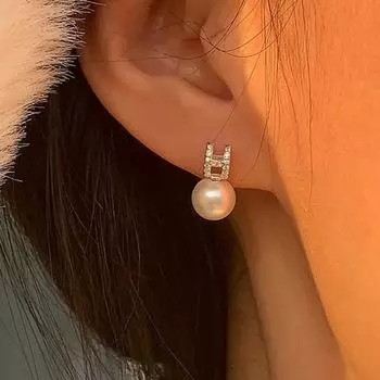 Серьги из серебра 925 пробы, изящные, нишевые, все с вставкой в виде девушки-ветра из циркония, белые жемчужные серьги типа H, серьги с буквами ветра Shi Jia ins