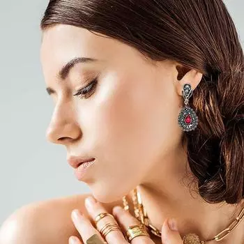 Серьги из серебра 925 пробы Мозамбик с гранатом, драгоценные камни, ювелирные изделия ручной работы