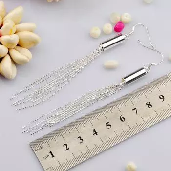 Серьги из серебра 925 пробы, новые геометрические длинные серьги с кисточками, висячие серьги-подвески, ювелирные изделия