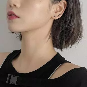 Серьги из серебра 925 пробы, посеребренные, черные, серьги Cold Air для пар, особый дизайн, U-образные геометрические вертикальные крестообразные асимметричные серьги