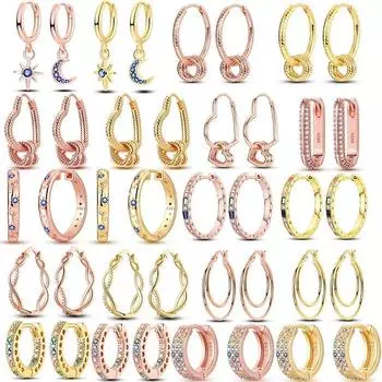 Серьги из серебра 925 пробы, роскошные серьги цвета розового золота с сердцем, звездой и луной, оригинальные для женщин, свадебные вечерние, модные украшения Joyas белый