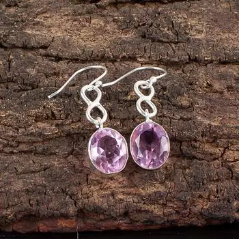 Серьги из серебра 925 пробы с натуральным морганитом, ручная работа, 1,60 EE-12-11