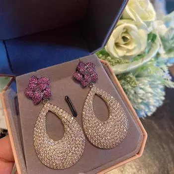 Серьги из серебра 925 пробы с иглами, роскошные преувеличенные роскошные красочные цветы, большие круглые серьги с лепестками, ретро-серьги, изысканные серьги