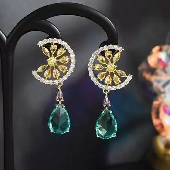 Серьги из серебра 925 пробы с иглами, зеленые, большие капли воды, оранжевые серьги для женщин, маленькие серьги со свежим дизайном с кубическим цирконием и фруктами, индивидуальные серьги