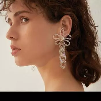 Серьги из серебра 925 пробы с простым цветочным дизайном, искусственные кристаллы, акрил, серьги для женщин, модные украшения (5 шт. бесплатной доставки) бронзовый