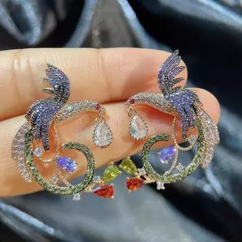 Серьги из серебра 925 пробы с иглами, модные серьги для тяжелой промышленности, серьги цвета Феникса для женщин, темпераментные вечерние роскошные серьги