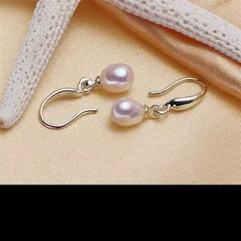 Серьги из серебра 925 пробы с натуральным белым порошком, фиолетовым рисовым пресноводным жемчугом, женские серьги