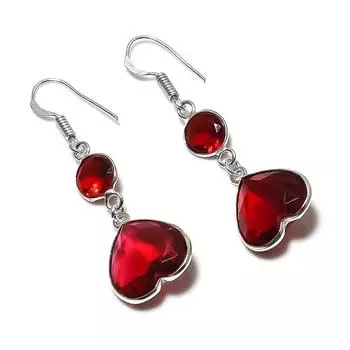 Серьги из серебра 925 пробы с натуральным гранатом ручной работы 2,05 дюйма k2Q60