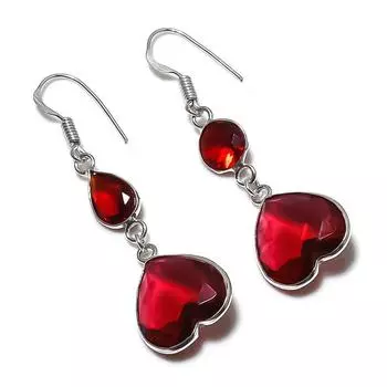 Серьги из серебра 925 пробы с натуральным гранатом ручной работы 2,05 дюйма S7r60