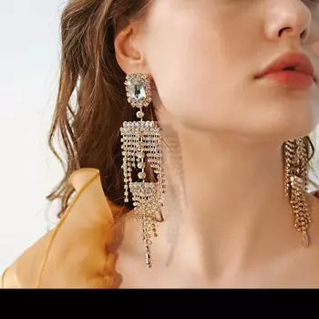 Серьги из серебра 925 пробы с искусственными стразами и кисточками для свадебной вечеринки и невесты, модные ювелирные изделия для женщин (5 шт. бесплатной доставки)