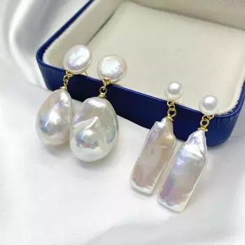 Серьги из серебра 925 пробы с пресноводным жемчугом и двойными бусинами No Baroque No Woman S925