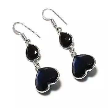 Серьги из серебра 925 пробы с натуральной черной шпинелью и топазом 2,05 дюйма s0Q26