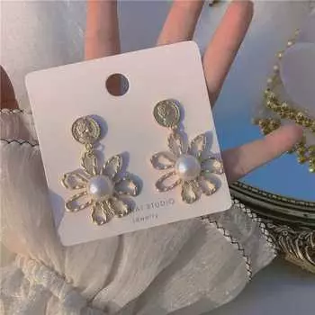 Серьги из серебра 925 пробы с жемчугом и иглой, модные портретные серьги, Интернет-красные персонализированные простые серьги для женщин