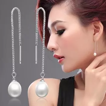 Серьги из серебра 925 пробы с жемчугом Женские серьги с украшением из жемчуга для ушей Серебряные украшения 925