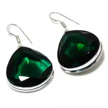 Серьги из серебра 925 пробы с хромдиопсидом, ручная работа, 1,77 дюйма, r0I04