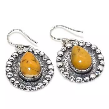 Серьги из серебра 925 пробы с драгоценными камнями медового дендрита ручной работы 1,38 дюйма JCE481-21