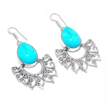 Серьги из серебра 925 пробы с натуральным камеей и драгоценными камнями 2,44 дюйма F0k80