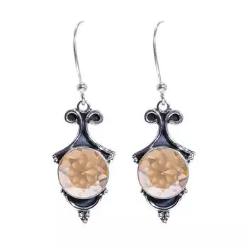 Серьги из серебра 925 пробы с морганитом V6748, серьги цвета шампанского, круглые серьги, подарок на День святого Валентина, подарок для нее, подарок на день рождения, украшения ручной работы, Sil