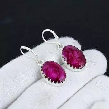 Серьги из серебра 925 пробы с рубинами из кашмира, серьги-подвески из серебра в стиле бохо, подарки для ватки, подарки для нее 2.16 красный