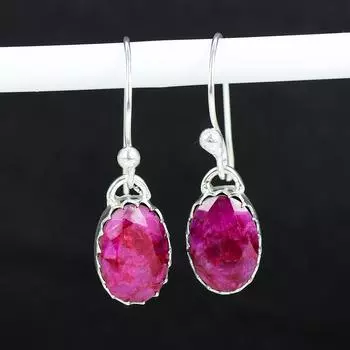 Серьги из серебра 925 пробы с рубинами из кашмира, серьги-подвески из серебра в стиле бохо, подарки на День благодарения, подарки для нее 2.16 красный