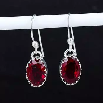 Серьги из серебра 925 пробы с красным гранатом, серьги-подвески из серебра в стиле бохо, подарки на годовщину, подарки для нее 2.16 красный