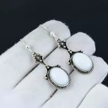 Серьги из серебра 925 пробы с белым кораллом, висячие серьги из серебра в стиле бохо, подарки на День святого Валентина, подарки для нее 2.16 белый