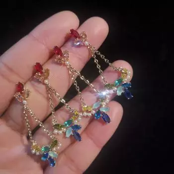 Серьги из серебра 925 пробы с иглами, винтажные праздничные модные серьги для женщин, цветные серьги с кубическим цирконием, имитация жемчуга, распродажа ювелирных изделий