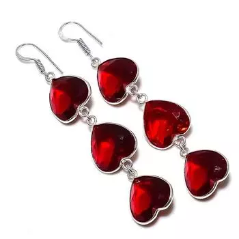 Серьги из серебра 925 пробы с натуральным мозамбикским гранатом 3,07 дюйма r9B41