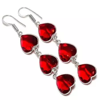 Серьги из серебра 925 пробы с натуральным мозамбикским гранатом 2,76 дюйма n9n44