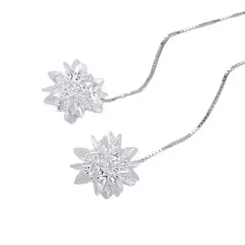 Серьги из серебра 925 пробы с ледяным цветком, серьги с резьбой, легкие роскошные универсальные серьги с линиями ушей, серьги с кисточками, серебро 925 белый