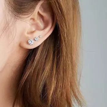 Серьги из серебра 925 пробы с цирконием. Женские простые высококачественные серьги. 3mm