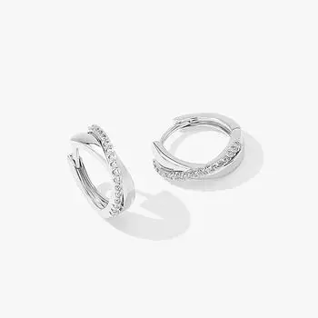 Серьги из серебра 925 пробы с цирконами, крестообразными круглыми застежками, новые модные серьги Air Flash в форме буквы X для поездок на работу с бриллиантами