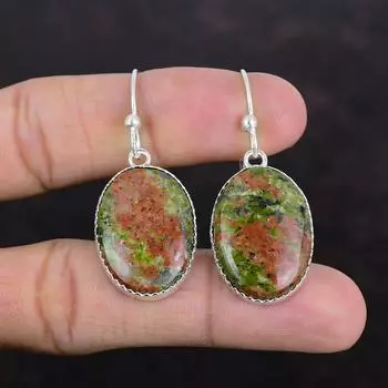 Серьги из серебра 925 пробы с унакитом, серьги ручной работы, настоящие драгоценные камни унакита, совершенно новые серьги, подарок на годовщину, серебряные украшения